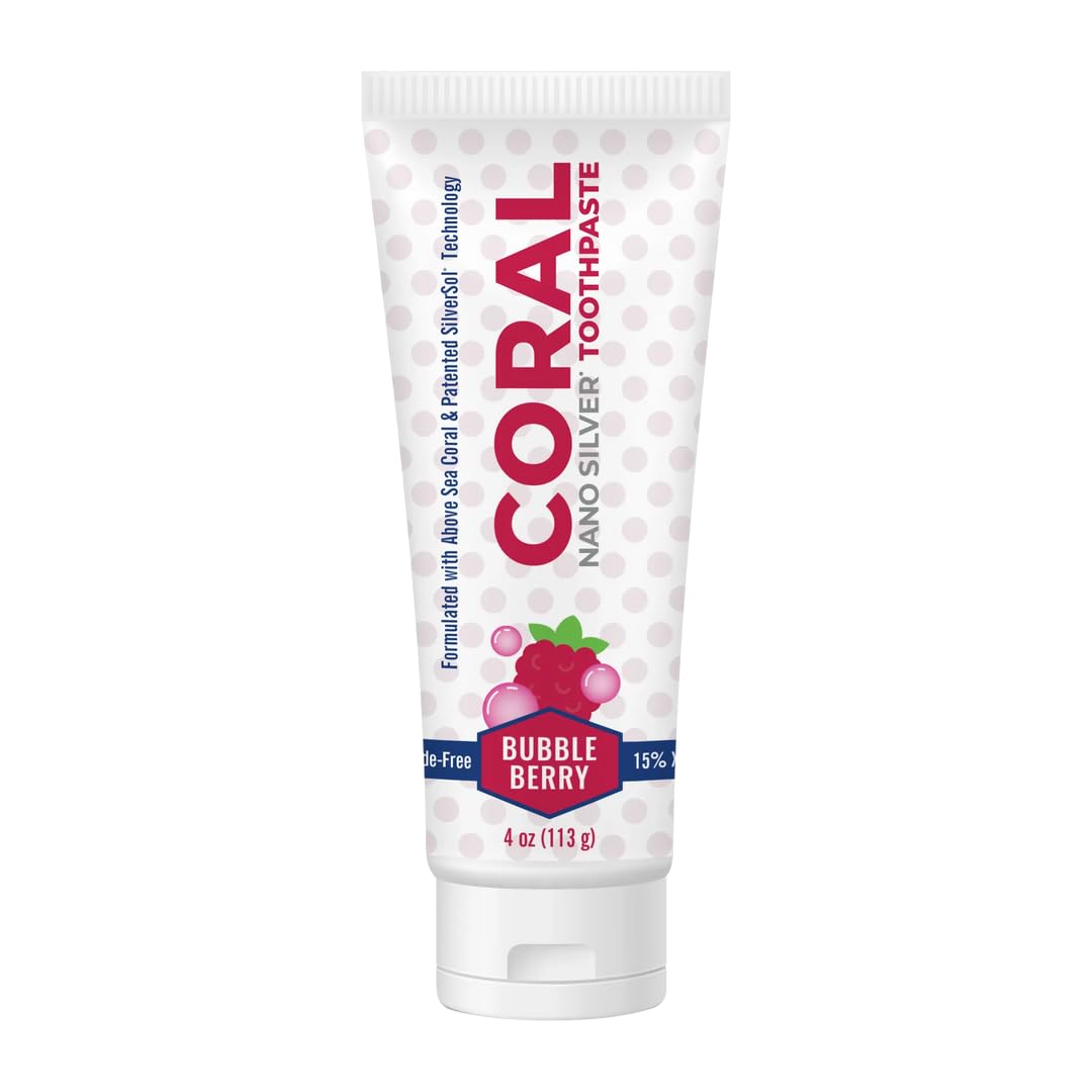 Coral Nano Silver Bubble Berry Kids Toothpaste - Natural Fluoride-Free Teeth Whitening for Children, Coral Calcium & Nano Silver Infused, SLS-Free (4 oz) - Safe & Gentle for Daily Oral Care, Perfect for Kids' Sensitive Teeth