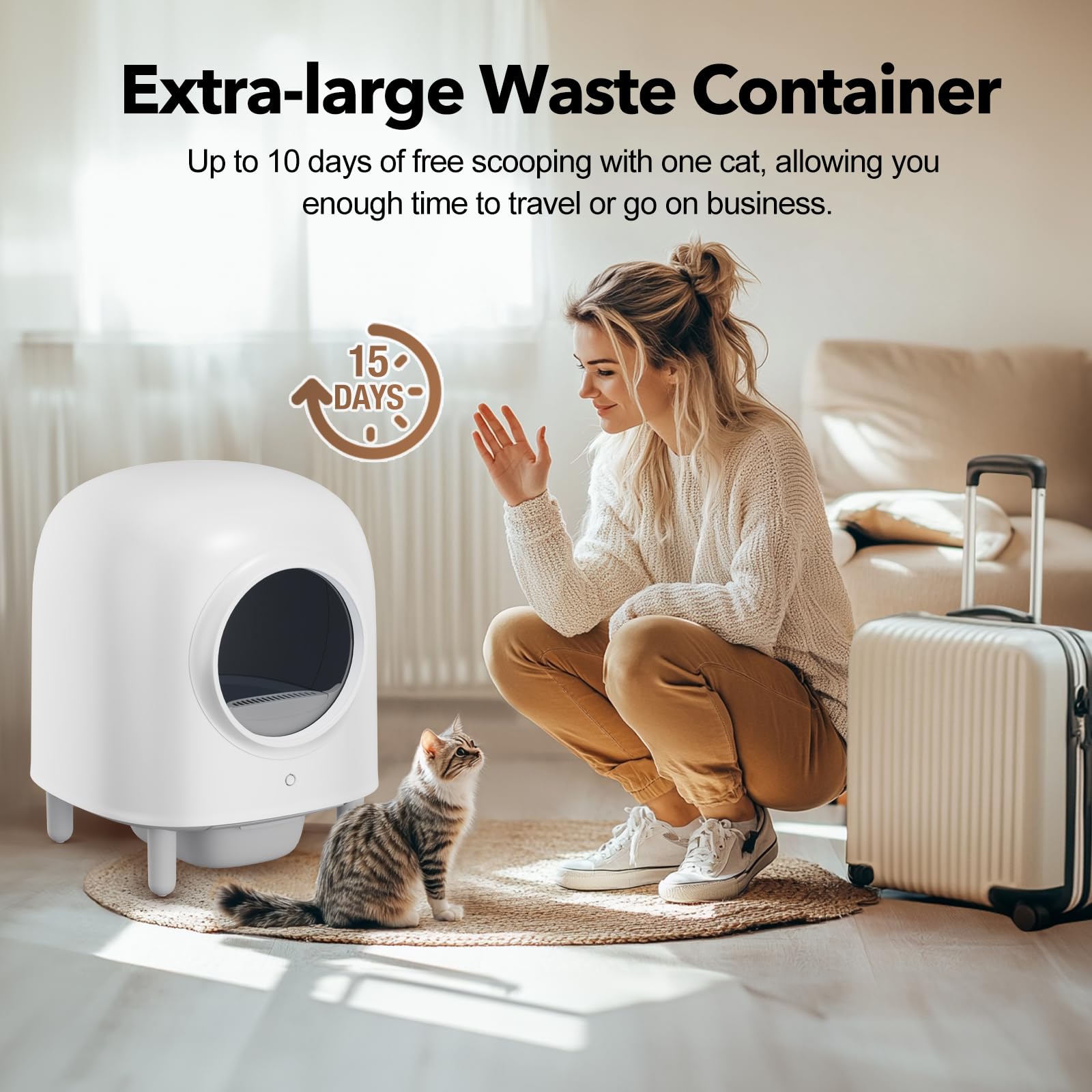 Self Cleaning Cat Litter Box - Automatic APP Controlled Litter Box for Cats, Odor-Free & Low Maintenance, Perfect for Busy Pet Owners & Multi-Cat Homes (Ideal for Apartments & Small Spaces)