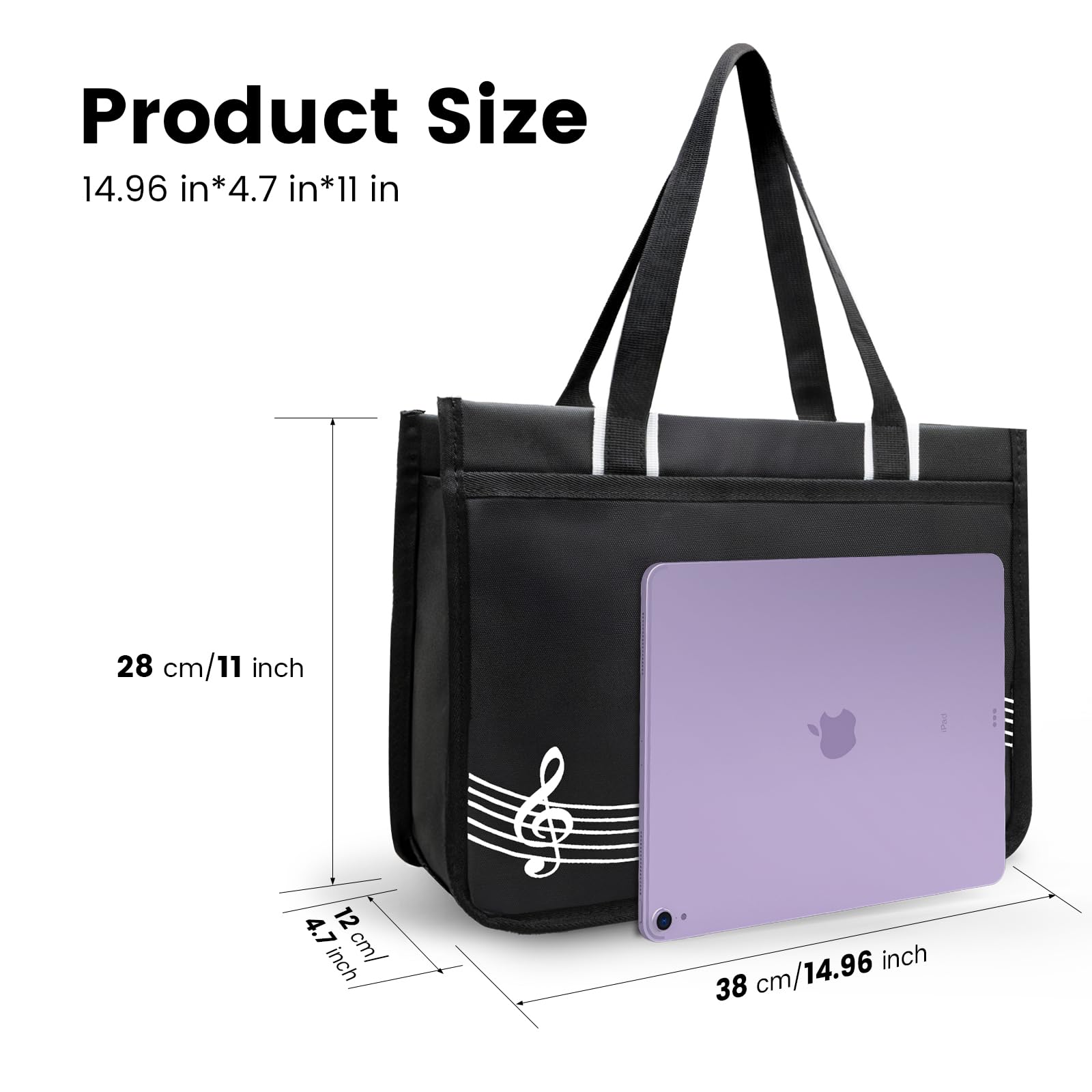 BestSounds Waterproof Zippered Piano Bag - Durable Music Book Tote for Piano Accessories, Perfect for Students, Kids & Women - Great Musician Gift (Black) - Ideal for Piano Lessons, Music School & Travel