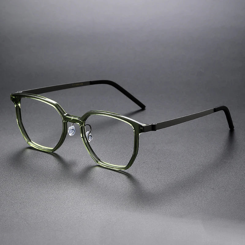 Stylish Unisex Black Titanium Square Eyeglasses D1055 - Lightweight & Durable for Work, Reading & Fashion