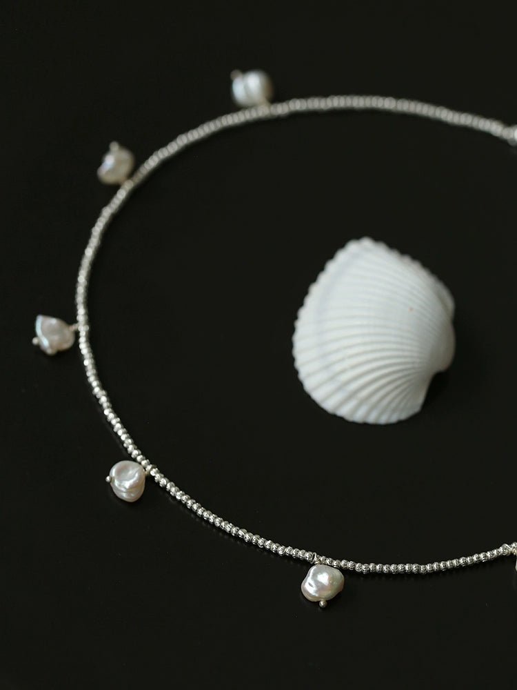 Elegant Natural Silver Beads and Pearl Pendant Necklace for Women - Handmade Jewelry Gift for Wedding, Anniversary & Special Occasions