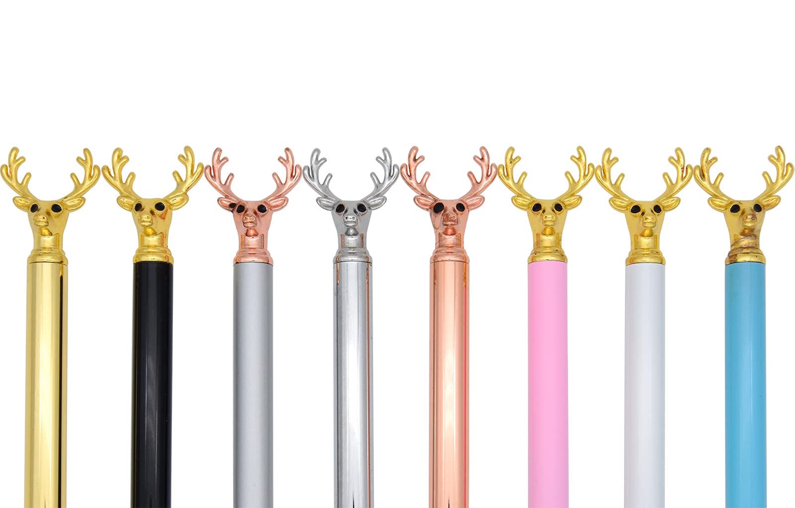 Gullor 8-Pack Deer Head Ballpoint Pens - Unique Animal Shaped Christmas Pens with Black Ink (Multicolor) - Perfect for Office, School, Gifts & Holiday Writing