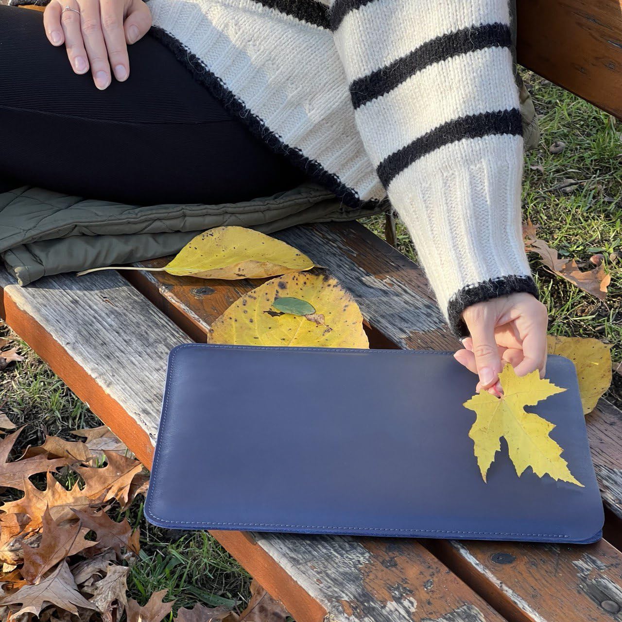 Premium Genuine Leather Case for MacBook Air 13-inch (2018-2024 Models) - Compatible with M1/M2/M3 Chip MacBook Air & Pro - Handmade Protective Sleeve Bag in Blue - Perfect for Business Travel, Office Use & Daily Commuting