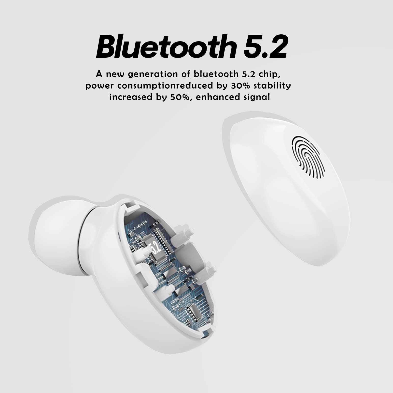 True Wireless Earbuds Bluetooth 5.2 - Invisible In-Ear Headphones with Mini Charging Case, Small & Discreet Design for Work, Gym, Running & Travel - Crystal Clear Sound & Secure Fit
