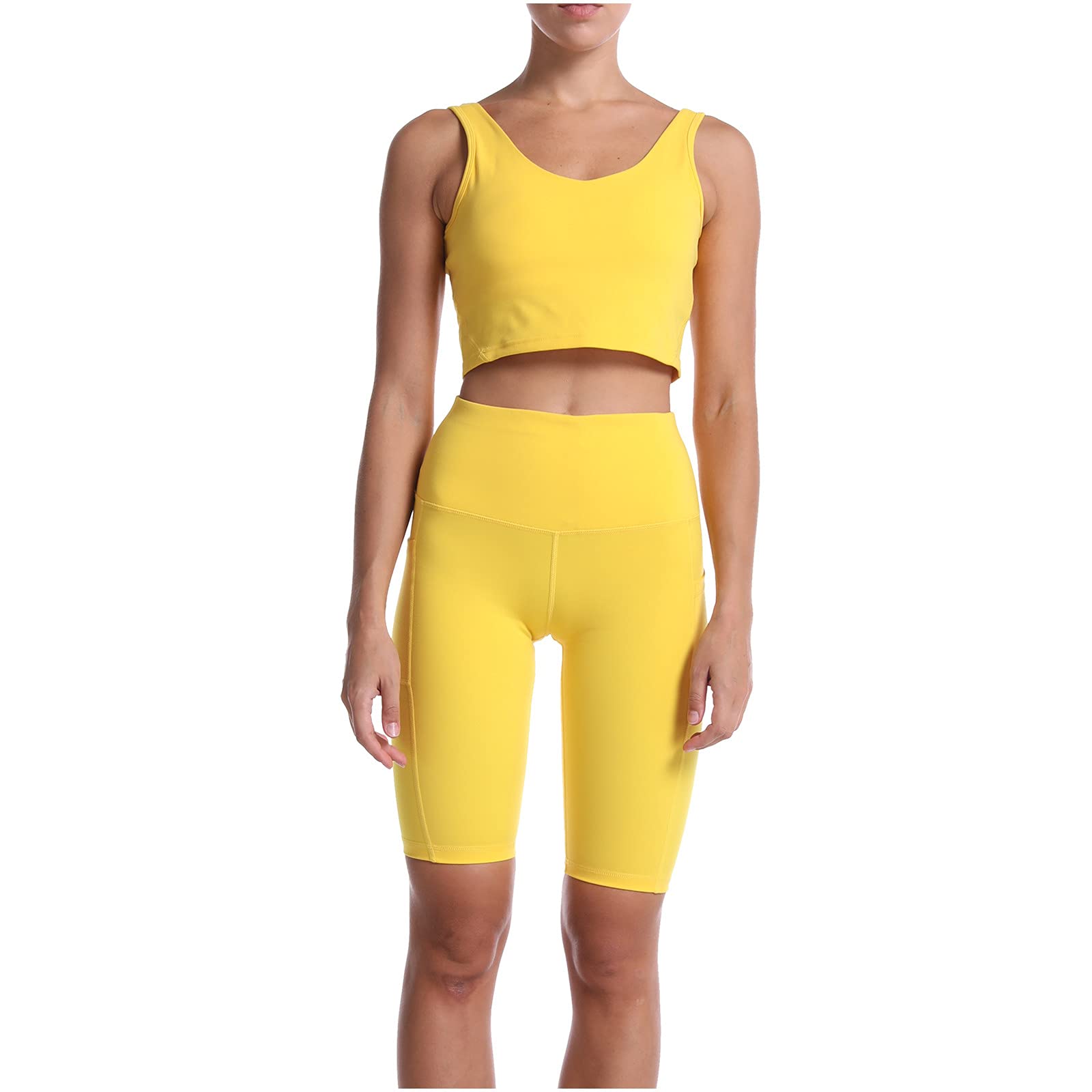 Women's High Waist Biker Shorts with Pockets - Stretchy Yoga Running Workout Shorts for Cycling, Gym & Lounge Wear