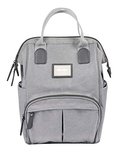 Beaba Wellington Diaper Backpack for Moms & Dads - Multi-Functional Baby Travel Bag with Changing Pad & Stroller Straps - Perfect for Daycare, Travel & Outings (Grey)