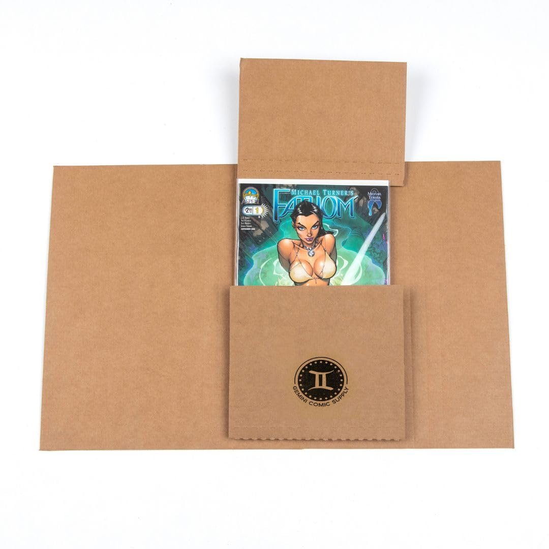 Gemini Comic Book Mailers - 10.75x7.5x1 Inch (Pack of 100) | Crush Proof, Stay Flat, Easy Fold Shipping Boxes | Perfect for Comic Books, Collectibles, Trading Cards & Magazine Mailing | Durable Rigid Mailers for Safe Shipping & Storage