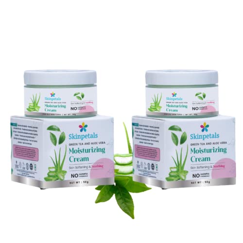 Organic Green Tea & Aloe Vera Moisturizing Cream Set - Hydrating Face & Body Lotion for Dry Skin - Perfect for Daily Skincare Routine & Post-Sun Care