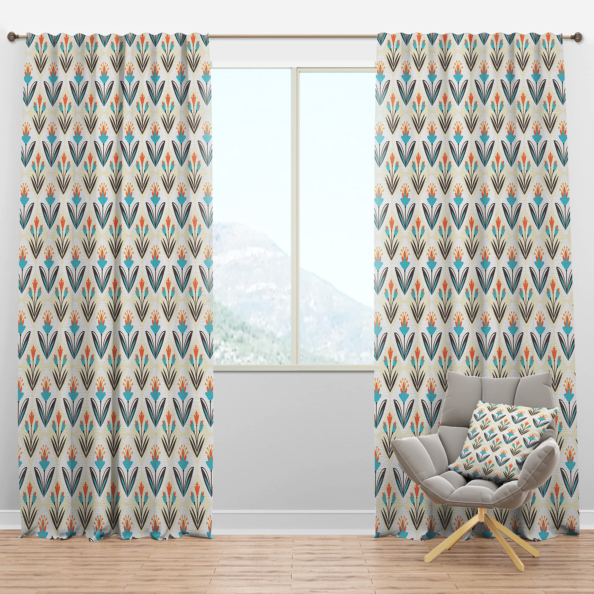 DesignQ Blackout Curtains with Floral Pattern - Thermal Insulated Room Darkening Drapes for Bedroom & Living Room (52x90, Single Panel) - Perfect for Light Control, Privacy & Energy Savings