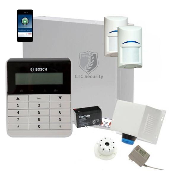 Bosch Solution 2000 Home Security Alarm System with 2 Gen 2 Quad Motion Detectors, Text Code Keypad & IP Module - Wireless Burglar Protection for House, Office & Business Security
