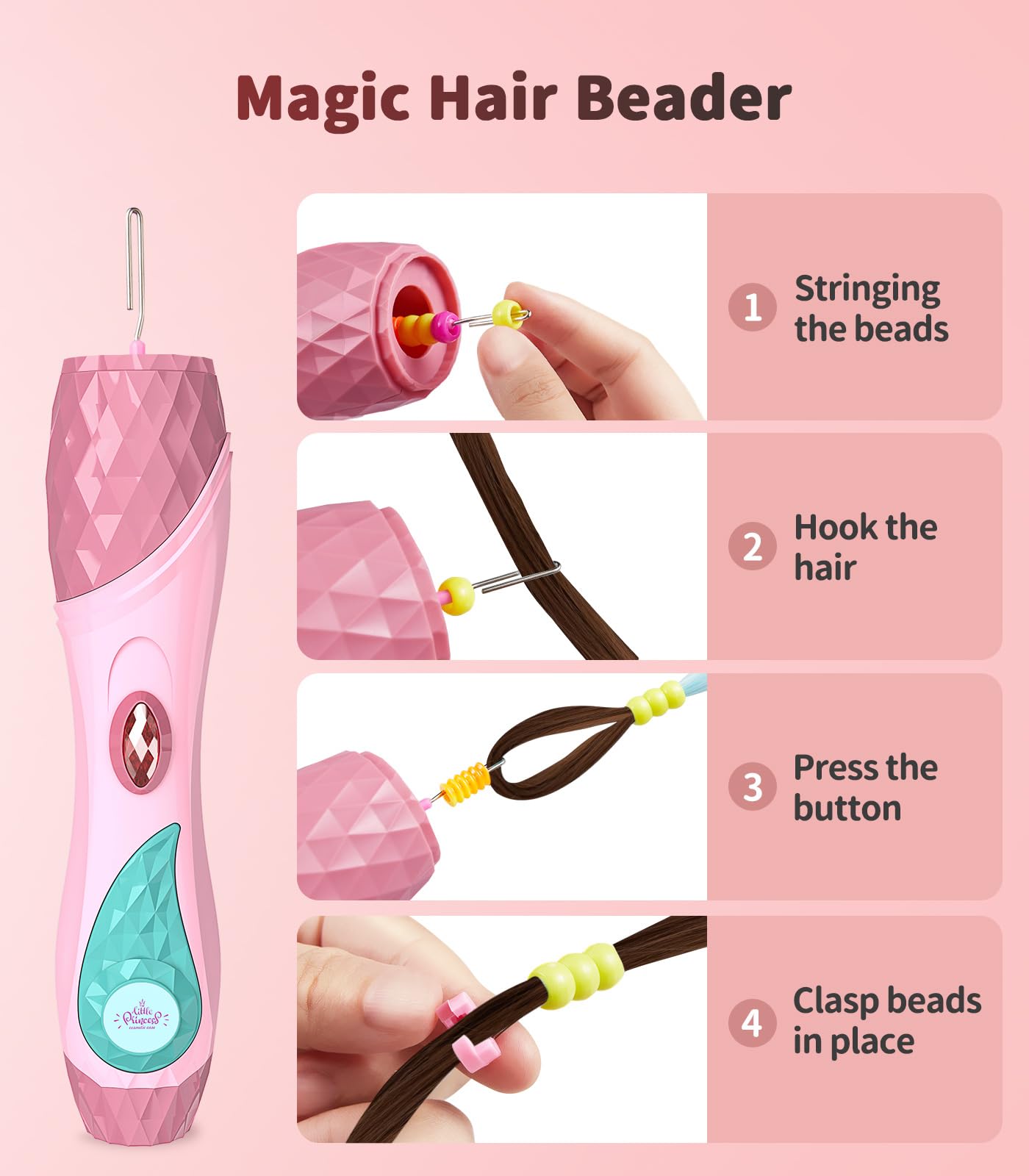 Geyiie Hair Twist Styling Kit for Girls - DIY Hair Beads Maker with Halloween Nail Stickers | Pretend Play Dress Up Toys & Party Favors for Kids Age 5-12 | Perfect for Birthday Gifts, Halloween Costumes & Creative Playtime