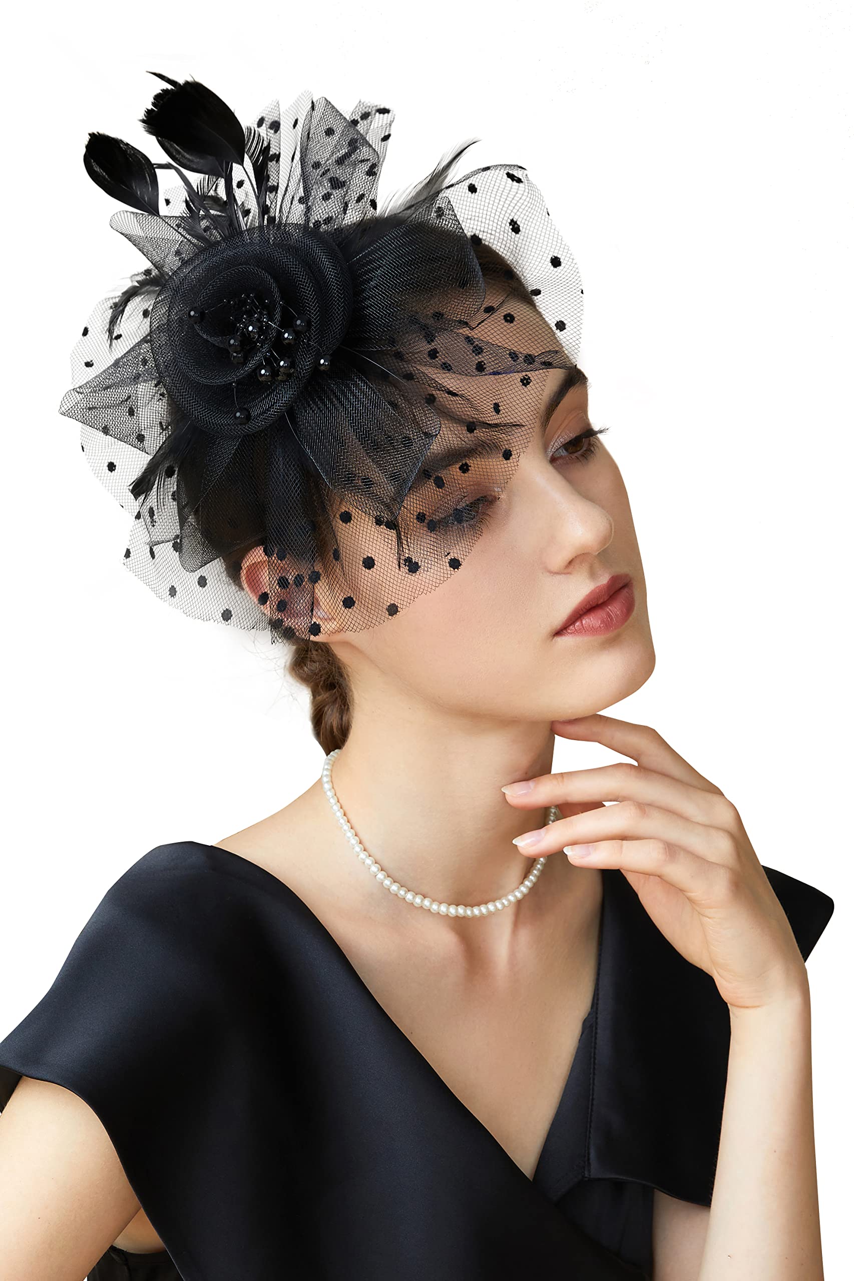 Elegant Women's Fascinator Hats with Feathers & Flowers - Derby, Tea Party, Wedding Headpiece | Perfect for Kentucky Derby, Bridal Showers, Garden Parties & Special Occasions