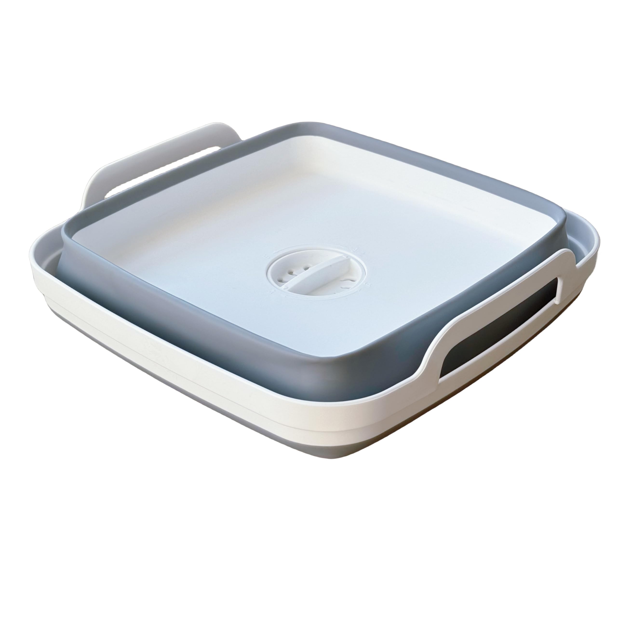 Portable Baby Bottle Wash Basin - 2.4Gal Collapsible Sink for RV & Camping | Space-Saving Dish Tub (Green/Gray) for Outdoor & Travel