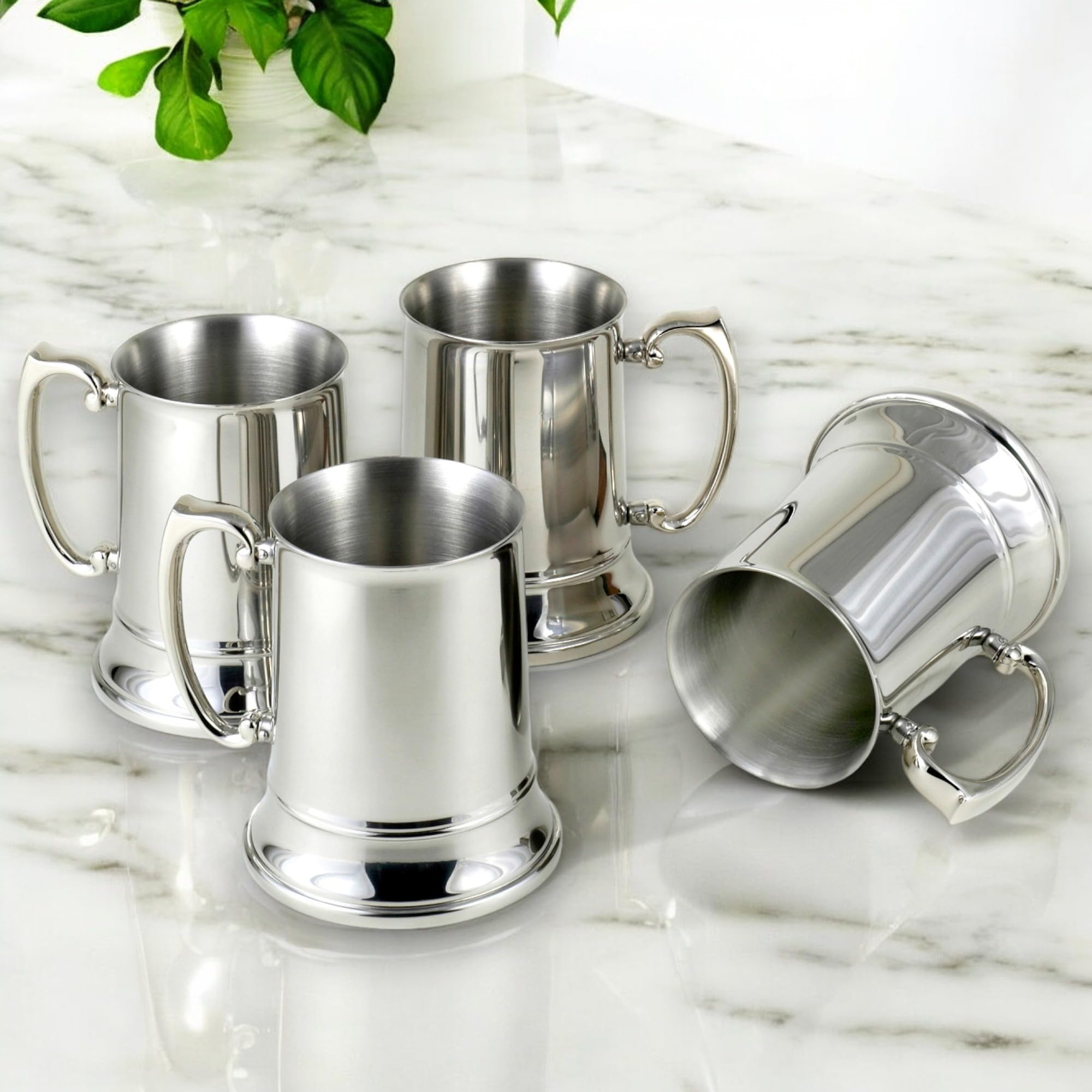 Premium Set of 4 Stainless Steel Beer Mugs - Double-Walled Insulated, Frost-Free & Durable - Perfect for Outdoor Parties, Camping & Home Bar Use