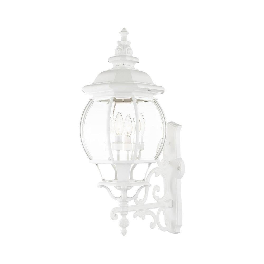 Livex Lighting 7701-13 Frontenac Traditional 4-Light Outdoor Wall Lantern with Clear Beveled Glass Shades - 30