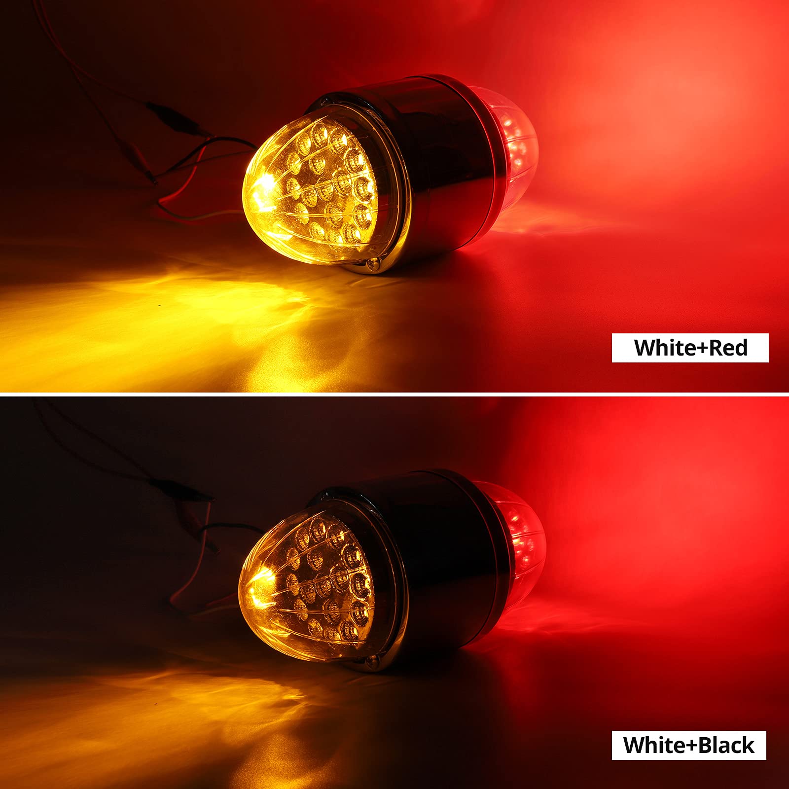 Partsam 2Pcs Amber/Red 17 LED Dual Revolution Watermelon Lights for Semi Truck - Chrome Double Face Auxiliary Turn Signal Lights Replacement for Freightliner, Kenworth & Peterbilt Trucks | Heavy Duty Truck Lighting for Enhanced Road Safety & Visibility