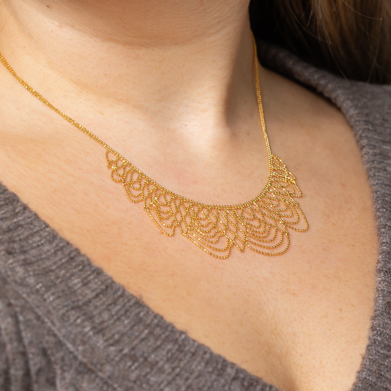 Beaded Chain Yellow Gold Necklace 17.5 Inches - Elegant Dainty Jewelry for Women, Perfect for Everyday Wear, Date Night & Special Occasions