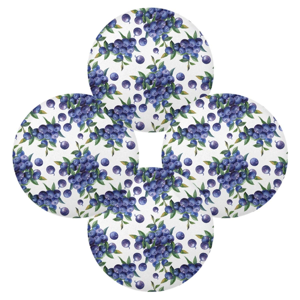 Watercolor Fruits & Berries Placemats Set of 4 - 15.4 Inch Non-Slip Dining Table Mats, Blueberry Design Holiday Home Decor for Kitchen, Party, and Everyday Use