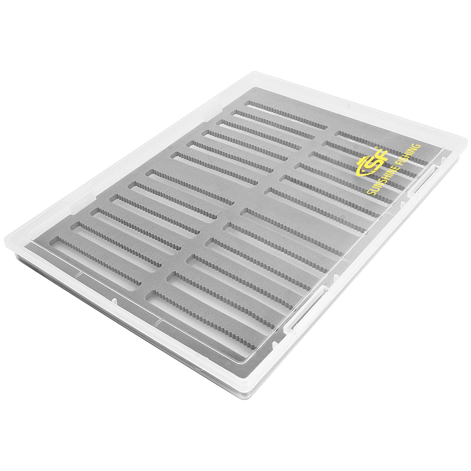 SF Collection Clear A4 Super Large Capacity Fly Fishing Box with Slit Foam - Waterproof Hook & Tackle Storage for Competition, Travel & Outdoor Fishing Gear Organization
