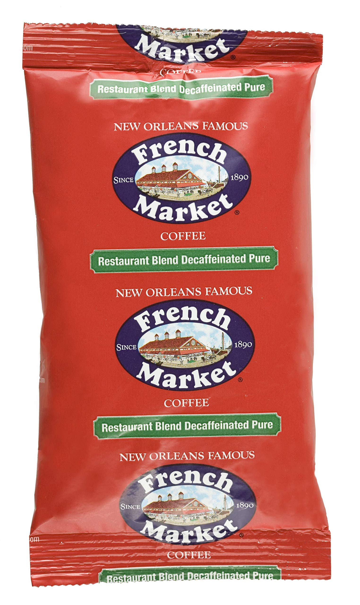 Premium French Market Decaf Medium Roast Pure Blend Coffee - 2 Ounce Bags (40 Count Case) - Perfect for Offices, Cafes & Home Brewing