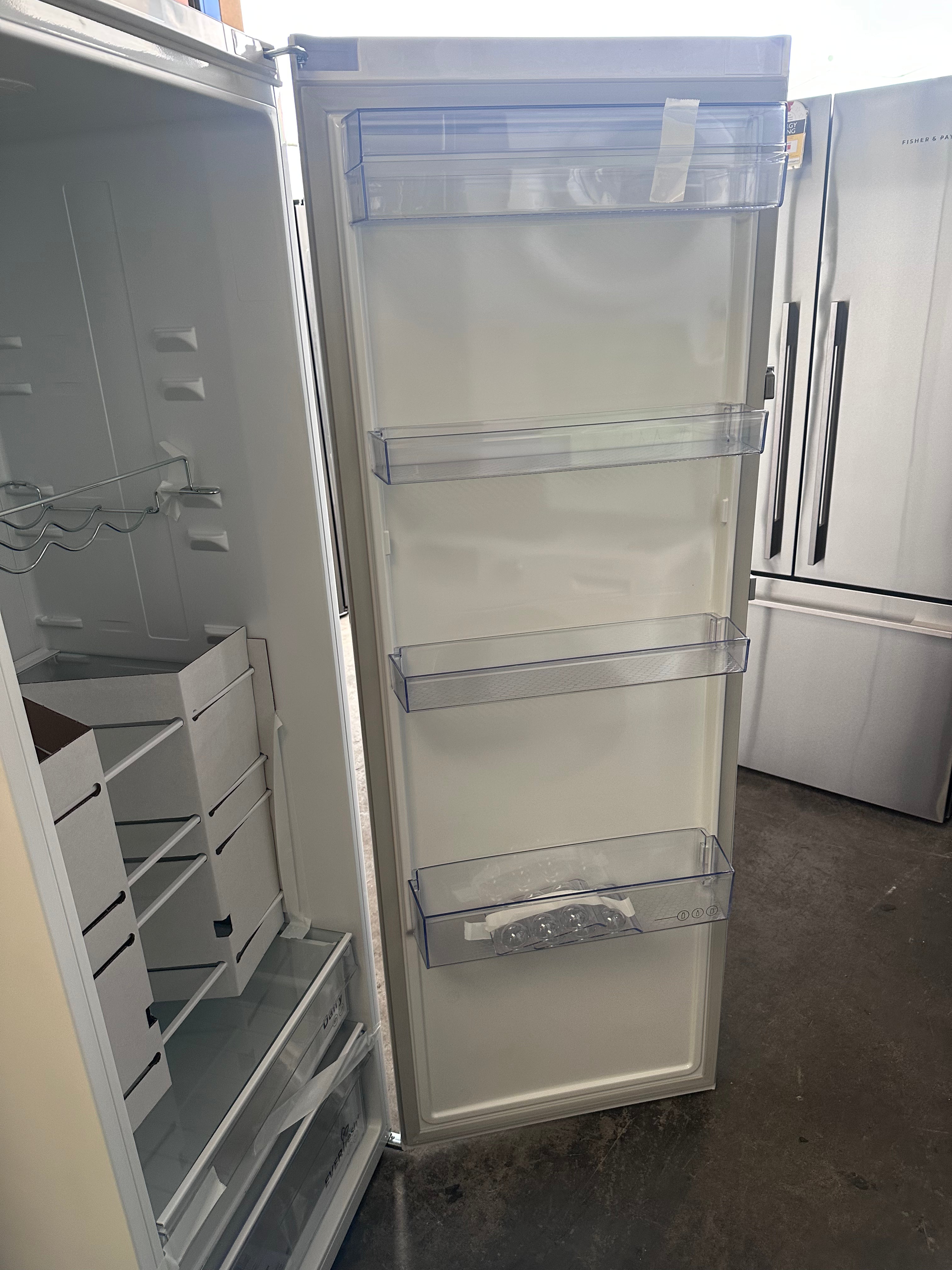 Beko 351L BAF369W Upright Refrigerator - Energy Efficient All Fridge with Spacious Storage [Factory Second] for Kitchen, Restaurant, or Office Use