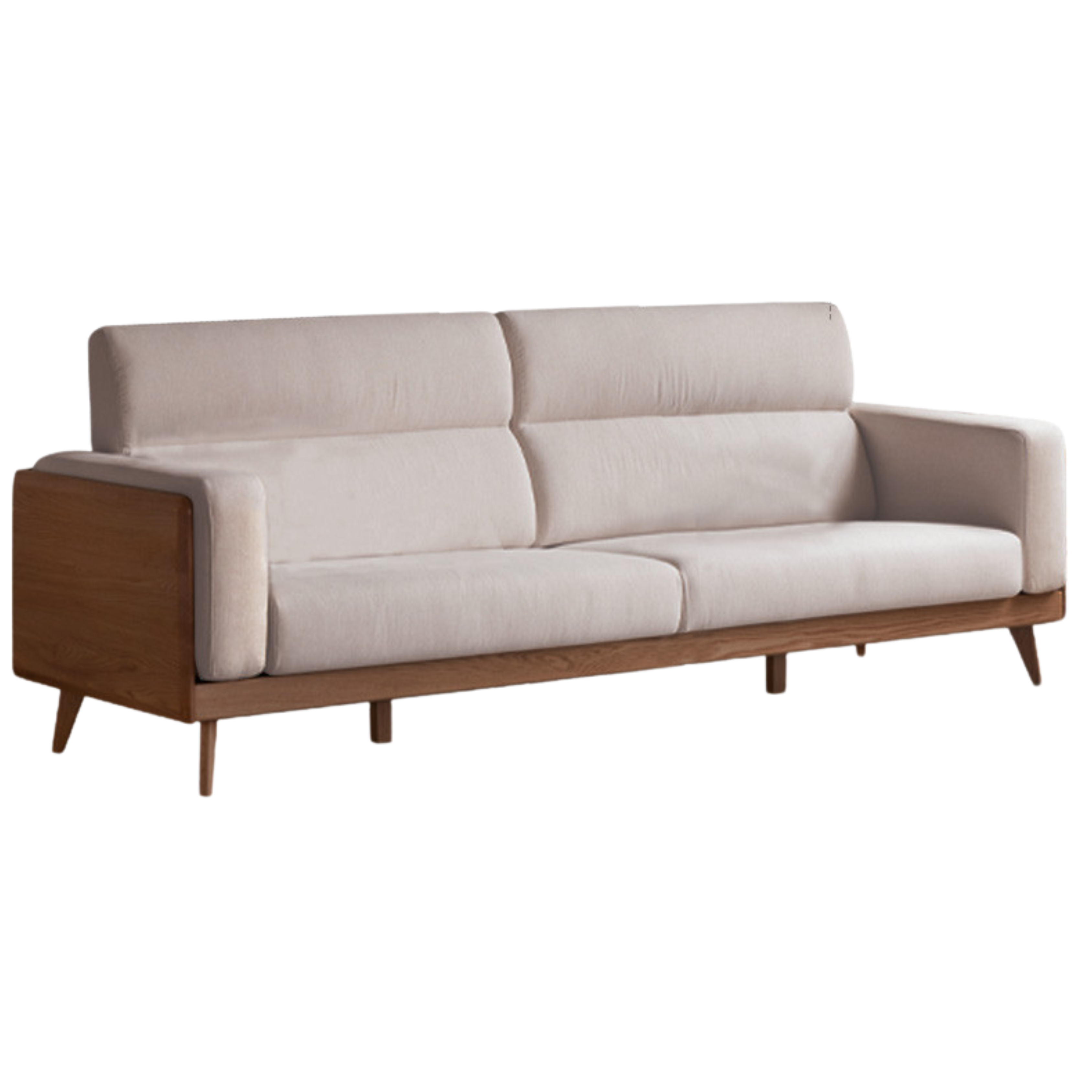 86.6x35x37 inch / 220x89x94 cm / Walnut color / smoke chestnut brown color fabric sofa imitation cotton
