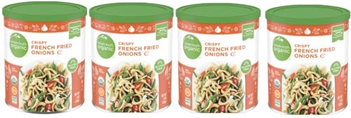 Organic Gluten-Free Crispy French Fried Onions - Pack of 4 (6 oz Each) - Perfect for Salads, Casseroles & Green Bean Casserole Topping