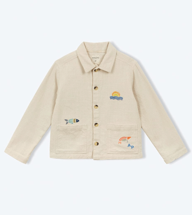 Faozi Beach Embroidered Jacket by Arsene et les Pipelettes - Stylish Women's Summer Cover Up for Beach Vacation, Pool Party & Boho Outfits