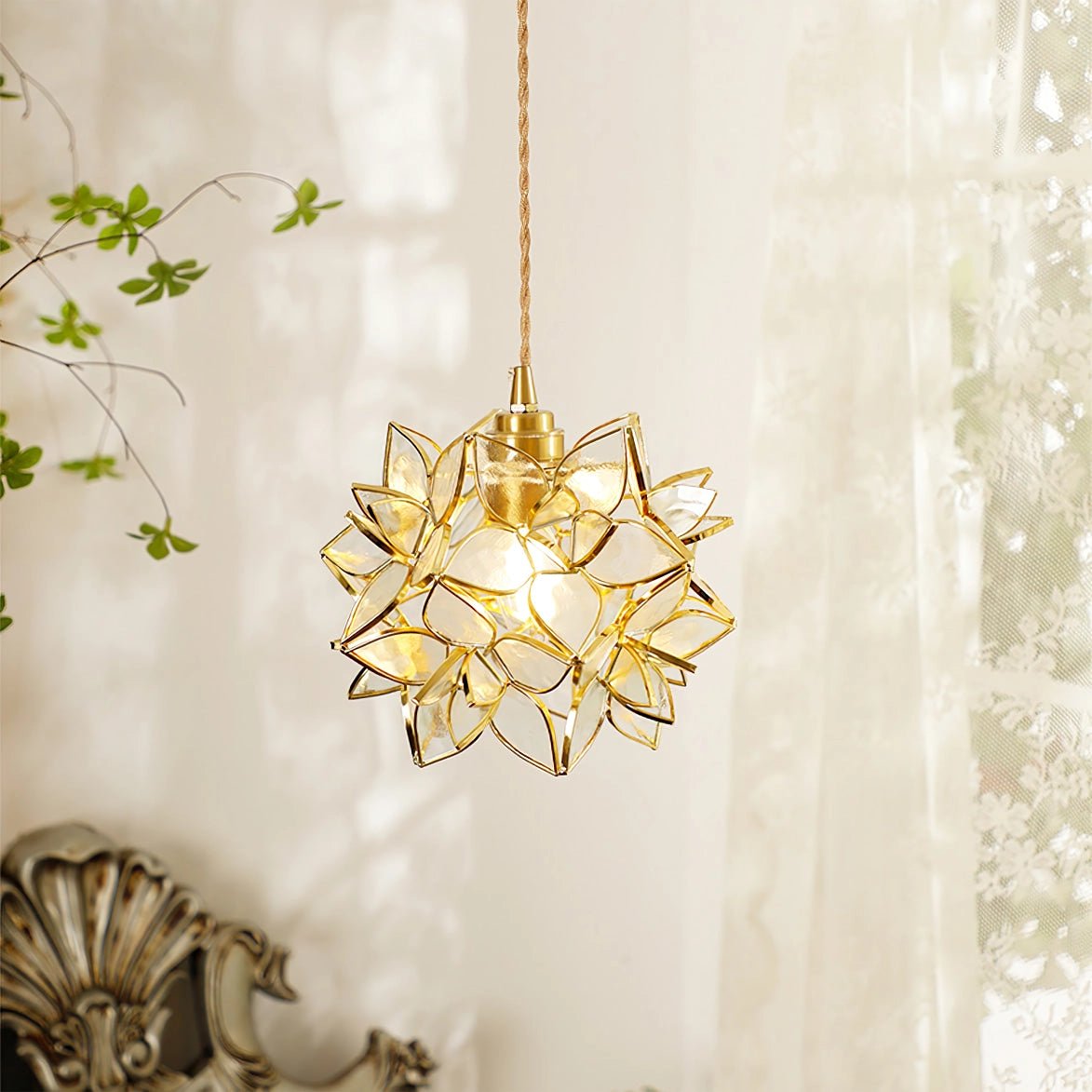 Handmade Capiz Shell Pendant Light - Natural Seashell Chandelier for Dining Room, Bedroom & Living Room Decor