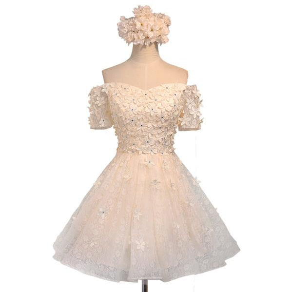 Elegant Off Shoulder Lace Beaded Prom Dress | Affordable Short Party Homecoming Dress for Women | Perfect for Prom Night, Homecoming Dance & Special Occasions | Style CM277