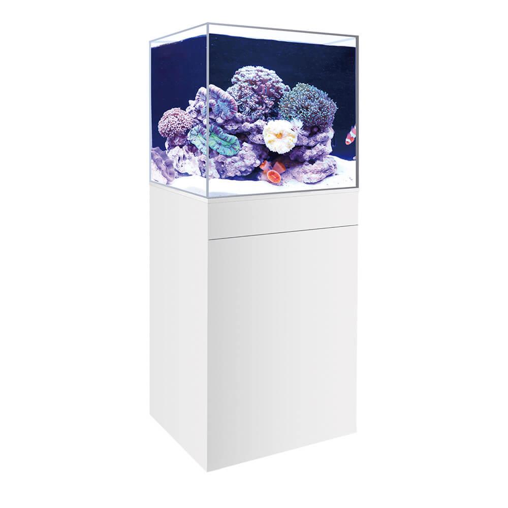 Premium Marine Fish Tank & Cabinet Kit - 150L (40 Gallon) Aquarium Set in White/Black - 67cm (26.4