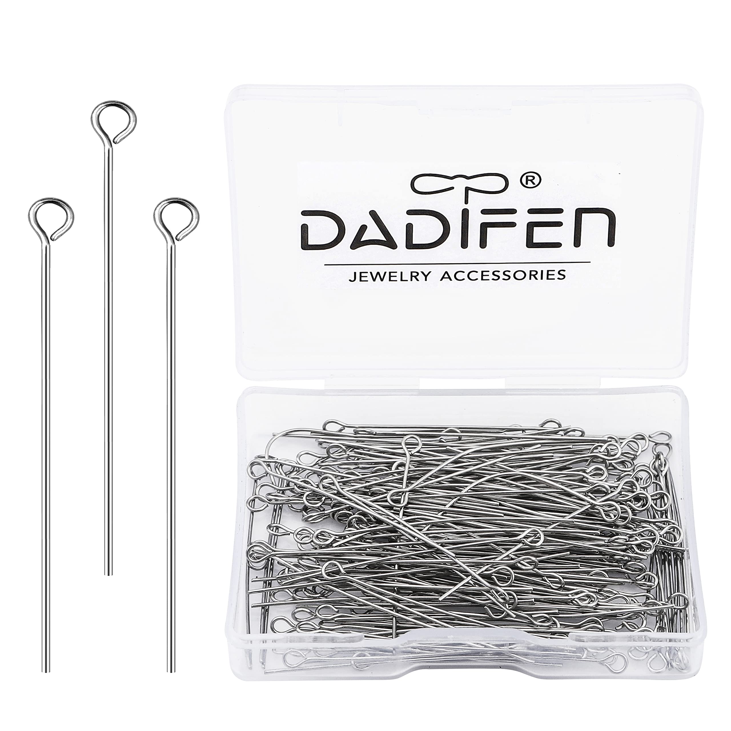 304 Stainless Steel Jewelry Eye Pins - 24 Gauge Silver Head Pins (0.6x40mm, 200pcs) for DIY Earrings, Necklaces, Bracelets & Charms | Durable Open Eye Pins for Jewelry Making & Crafting | Perfect for Beading, Wire Wrapping & Pendant Designs