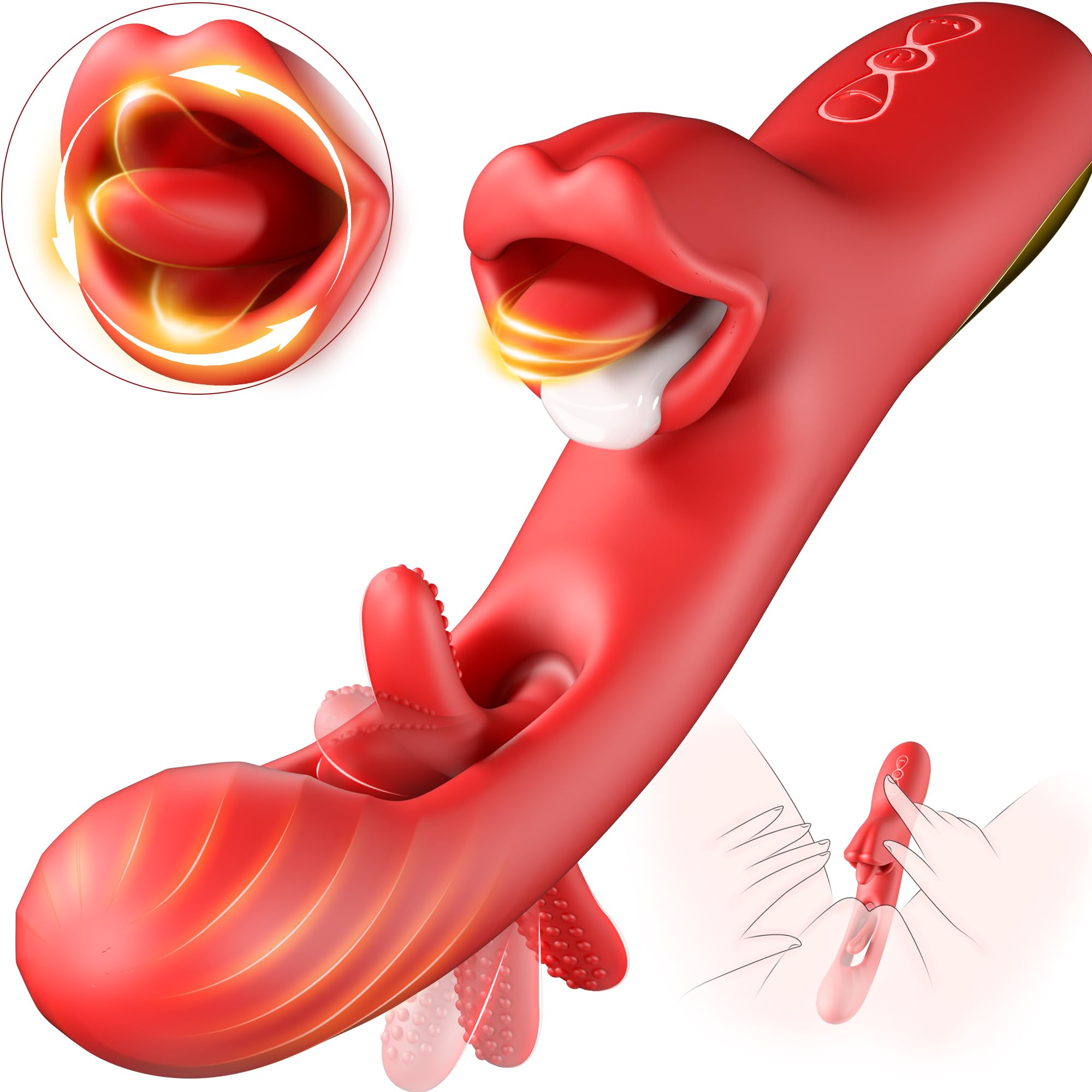 Luzine Vibrators for Women - 7 Licking & Flapping Modes Tongue Dildo Rose Sex Toy with 7 Vibration Patterns, G Spot & Clit Stimulator for Couples - Perfect for Solo Play, Foreplay, and Enhancing Intimacy in the Bedroom