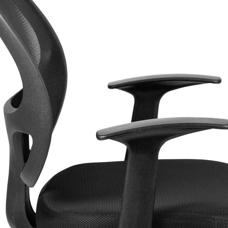 FLASH Mallard Mid Back Black Mesh Swivel Ergonomic Office Chair with Adjustable T-Arms - BIFMA Certified Task Chair for Home & Office Workspace - Perfect for Long Hours of Computer Work, Gaming, and Study Sessions