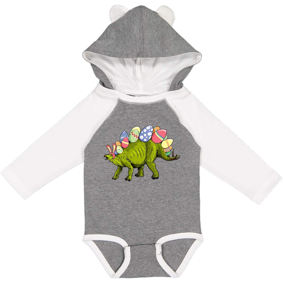 Easter Bunny Stegosaurus Creeper with Eggs - Baby Long Sleeve Outfit for Easter Photos