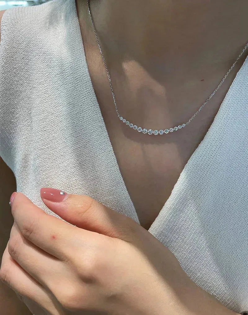 18K White Gold Necklace with 1.35ct Real Natural Diamonds - Elegant Smile Pendant for Women | Perfect for Parties, Office Wear & Special Occasions