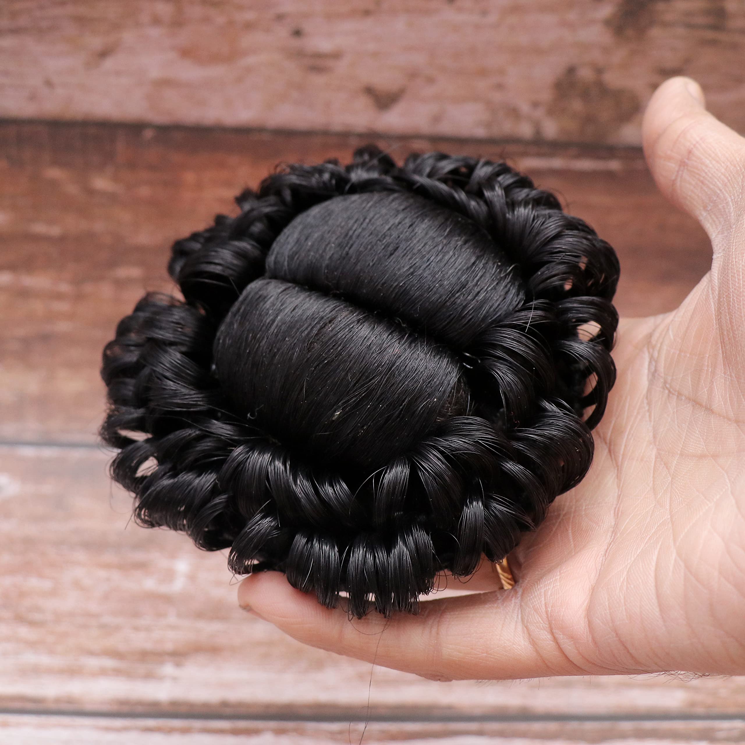 NAVMAV Juda Stone Hair Extensions for Women & Girls - Black Hair Accessories for Bun Styling | Elegant Artificial Juda Hairpiece for Parties, Weddings & Special Occasions