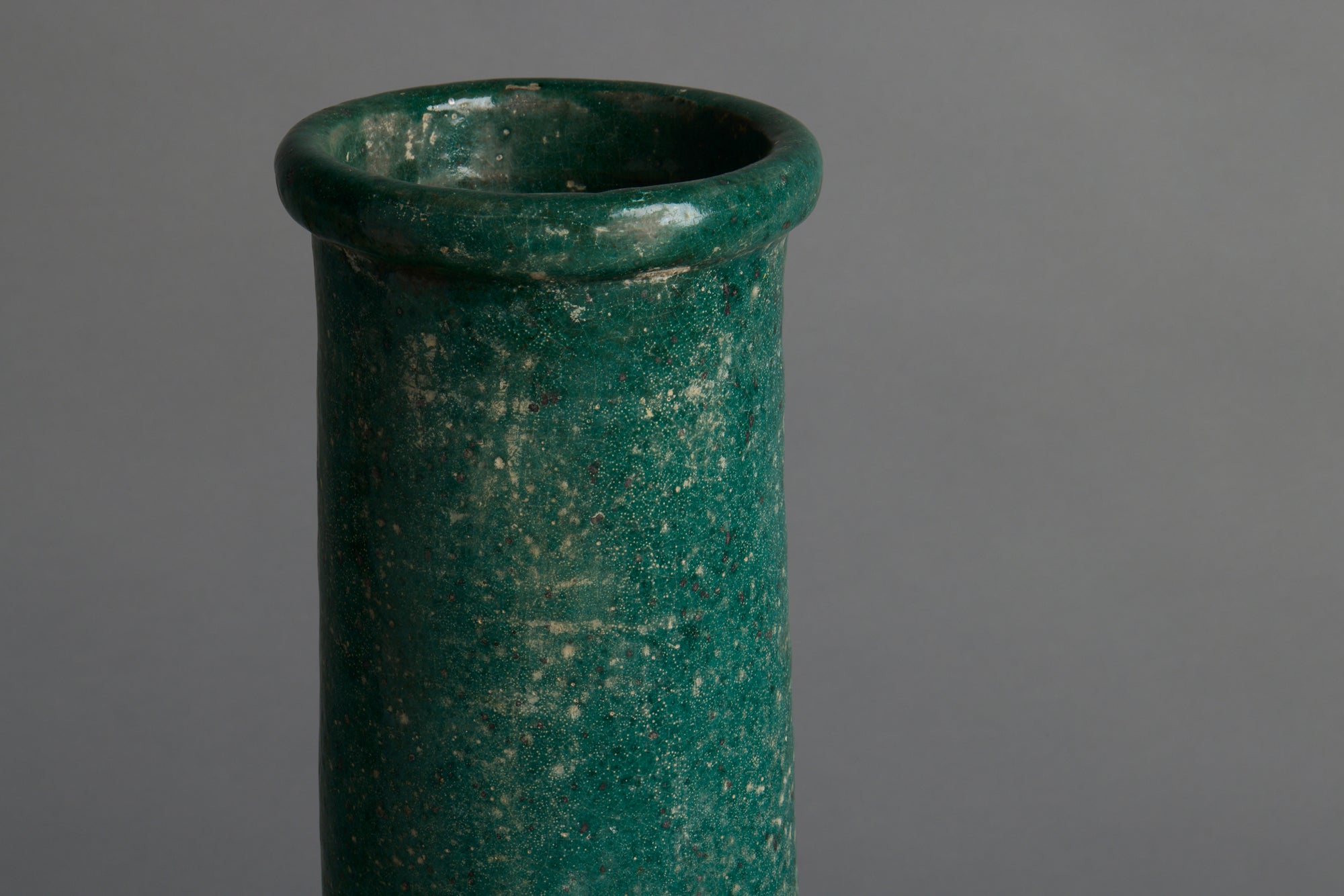 Antique 19th Century Tall Narrow Green Glazed Ceramic Jar from Borneo - Perfect for Home Decor, Vase, or Collector's Display