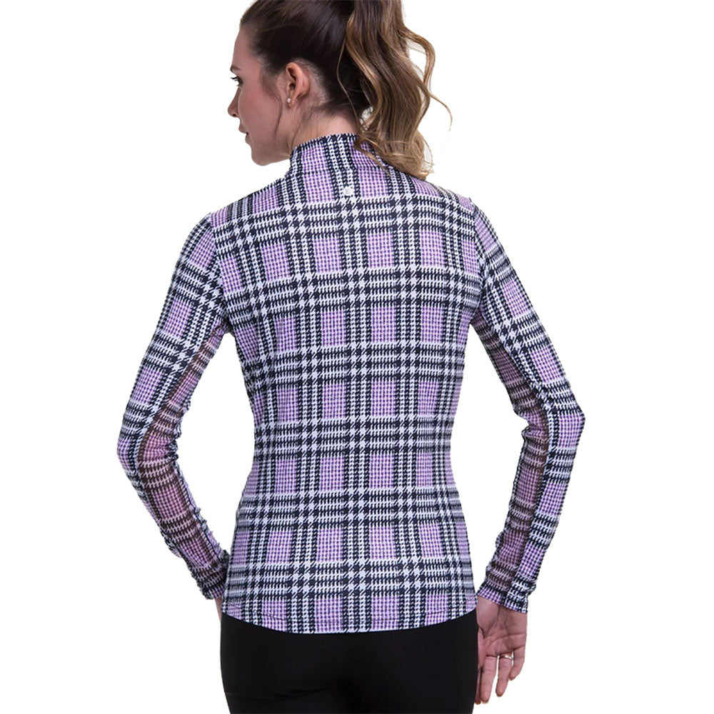 EP New York Glen Plaid Black Multi Women's 1/4 Zip Golf Pullover - Stylish & Comfortable for Golfing, Work & Casual Outings
