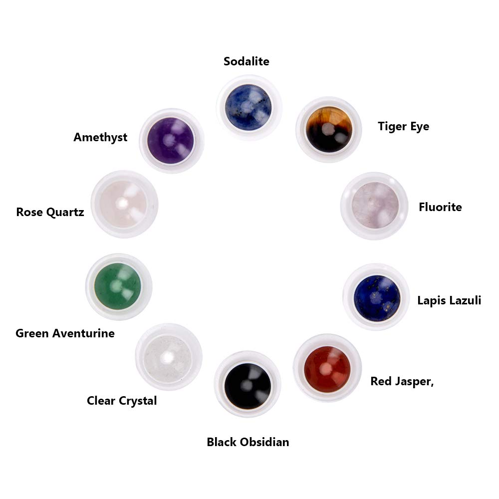 10ml Glass Roller Bottles with Gemstone Roller Balls - Essential Oil Roller Bottles for Travel, Aromatherapy & Perfume - Includes Crystal Chips Inside (10 Pack) - Perfect for DIY Essential Oils, On-The-Go Aromatherapy & Gift Giving