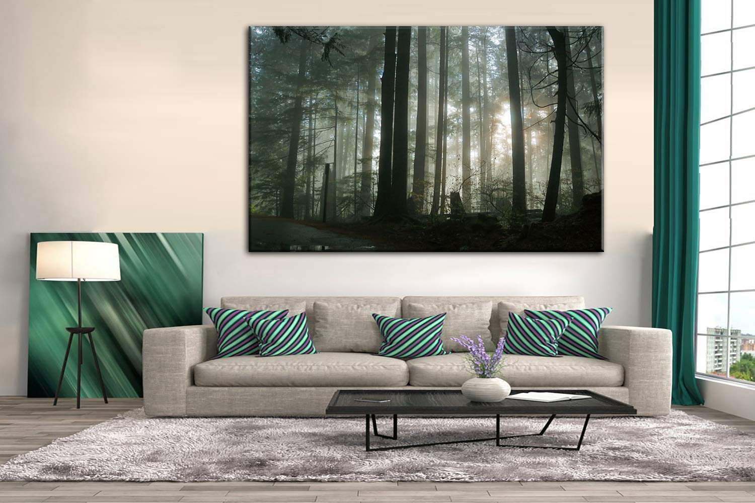 Ethereal Elven Forest Canvas Wall Art - Nature Landscape Painting Print for Home Decor | Early Morning Fairytale Dream Scene | Ready to Hang | Perfect for Living Room, Bedroom & Office Decor