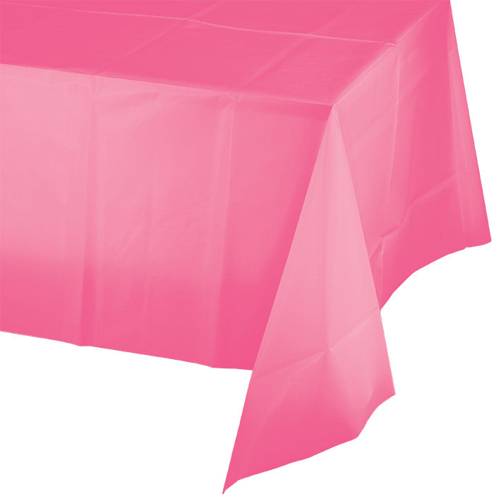 12-Piece Bulk Pink Plastic Table Covers for Parties, Weddings & Events - Disposable Candy-Themed Decorations
