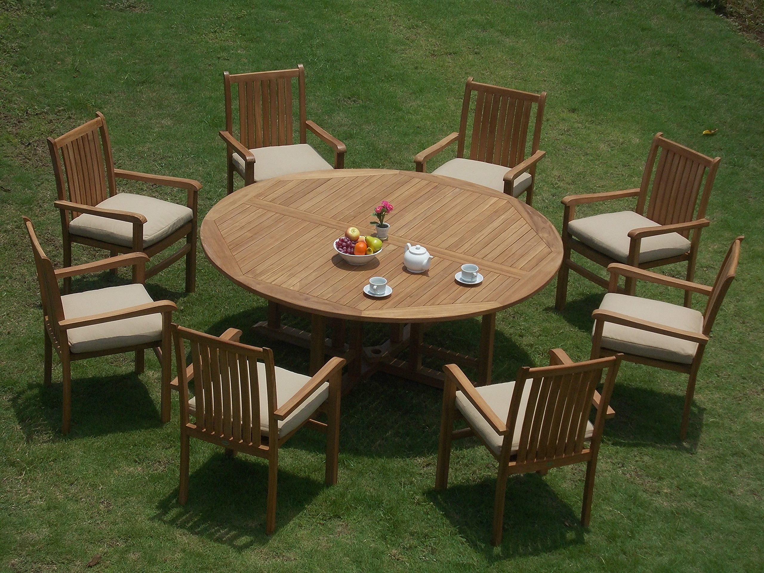Premium Grade-A Teak Wood 9-Piece Outdoor Dining Set - 72