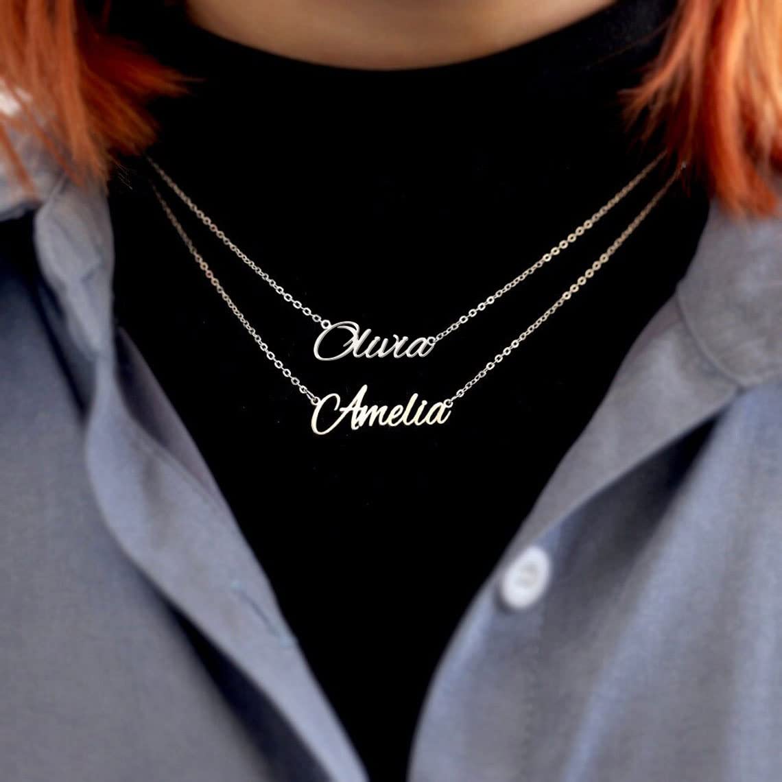 Custom Name Necklace for Women - Personalized 18K Gold Plated Layered Name Necklace - Unique Birthday Gift for Her - Perfect for Anniversaries, Valentine's Day & Special Occasions