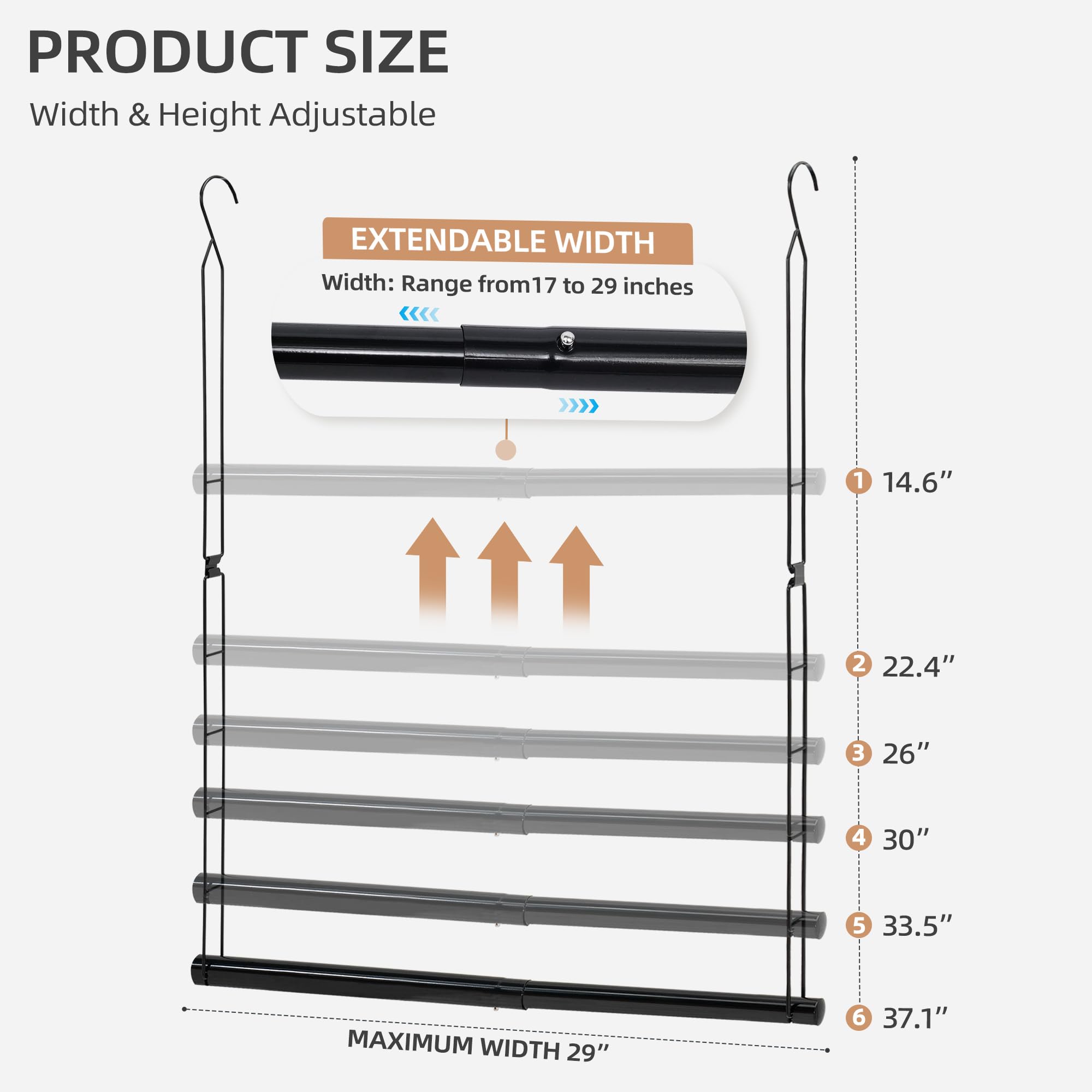 STORAGE MANIAC Adjustable Hanging Closet Rod Organizer - Space Saving Closet Extender with Double Rod, 2 Pack Black - Perfect for Bedroom, Closet & Small Space Organization
