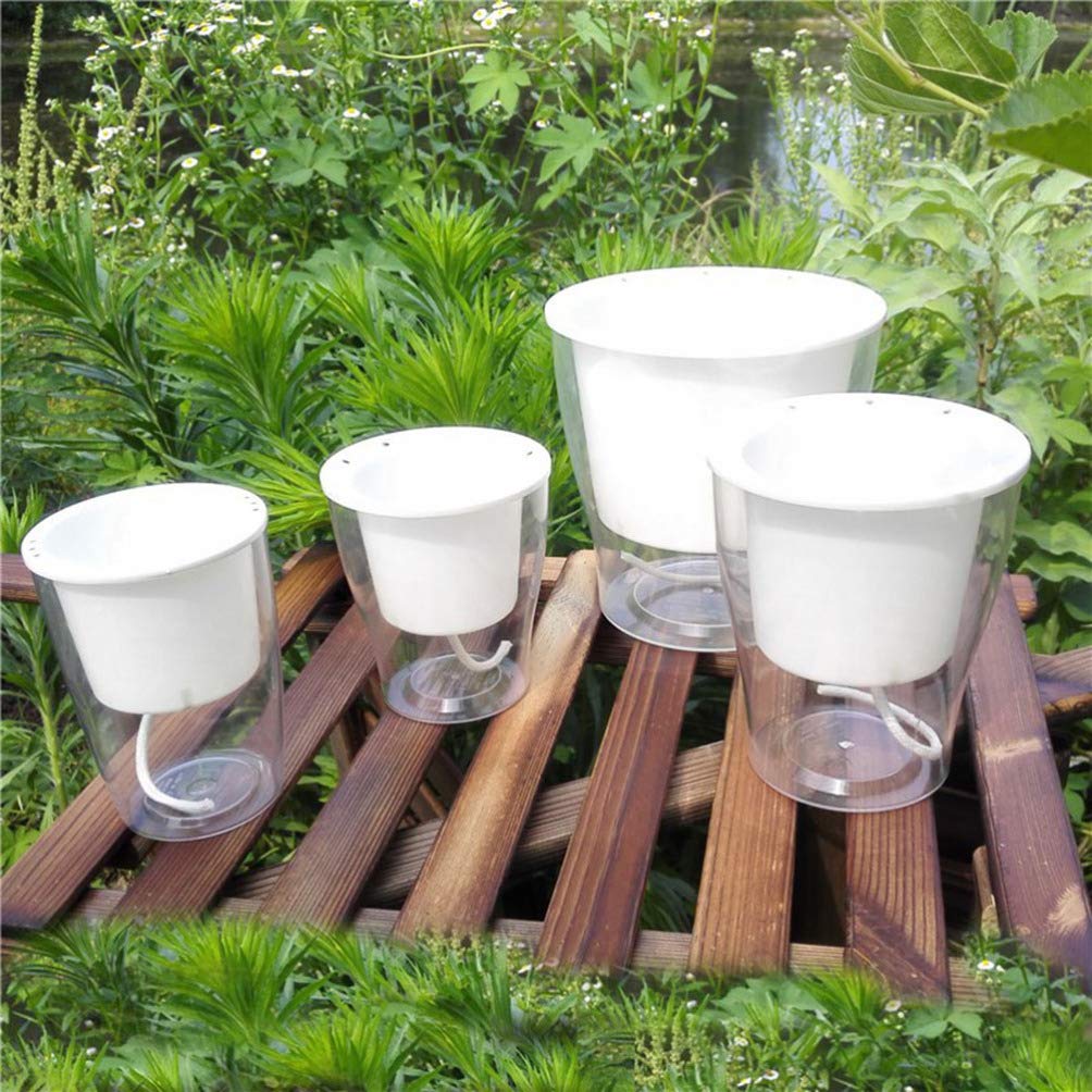 DOITOOL透明树脂自动吸水储水花盆 塑料花盆水培植物种植 室内外园艺装饰盆栽