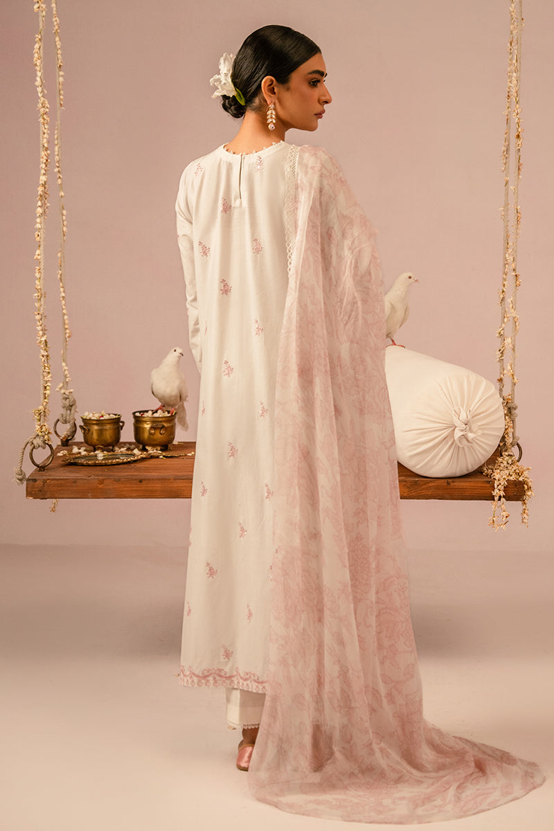 IVORY CREAM 3-Piece Embroidered Lawn Suit for Women | Pakistani Ethnic Wear | Summer Casual Outfit & Party Dress