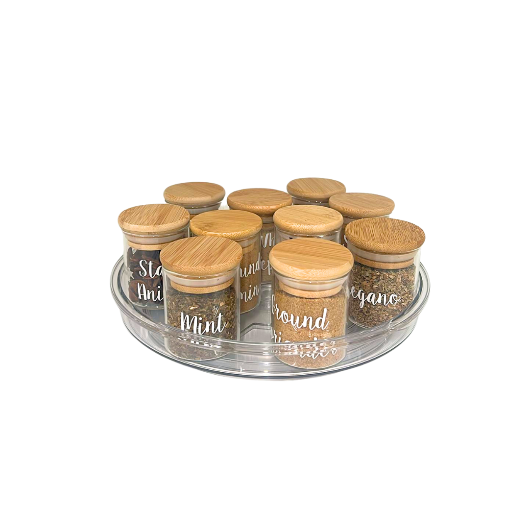 23cm Clear Lazy Susan Turntable - 360° Rotating Organizer for Spices, Makeup & Kitchen Accessories - Perfect for Countertop, Pantry & Vanity Organization