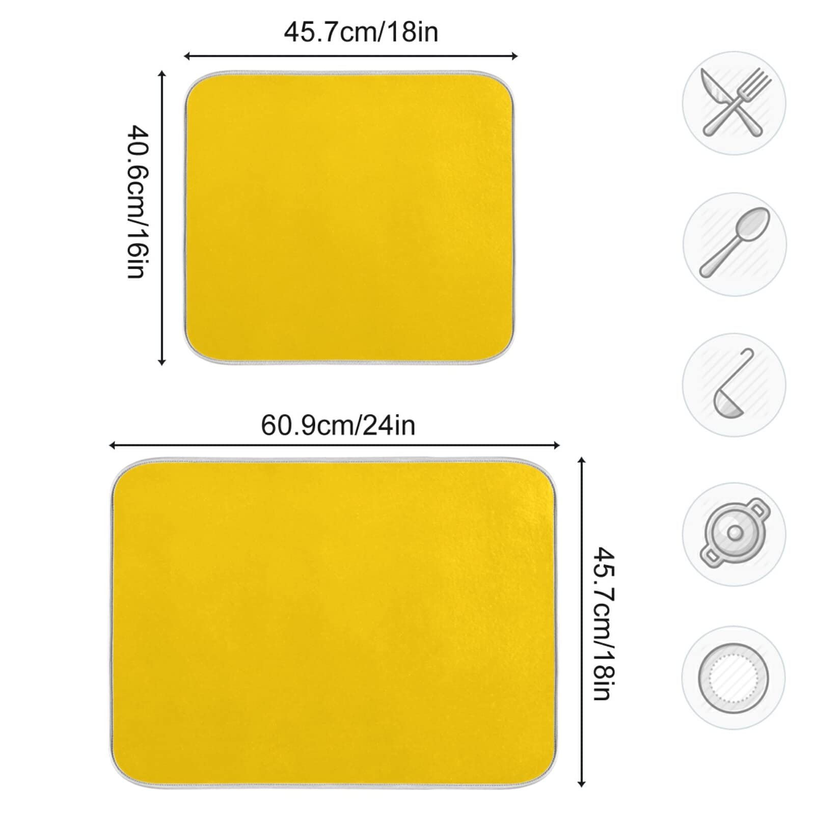 XL Gold Microfiber Dish Drying Mat - Heat Resistant Kitchen Counter Drainer Pad (16x18 Inch) | Perfect for Drying Dishes, Utensils & Cookware | Stylish Kitchen Decor Accessory