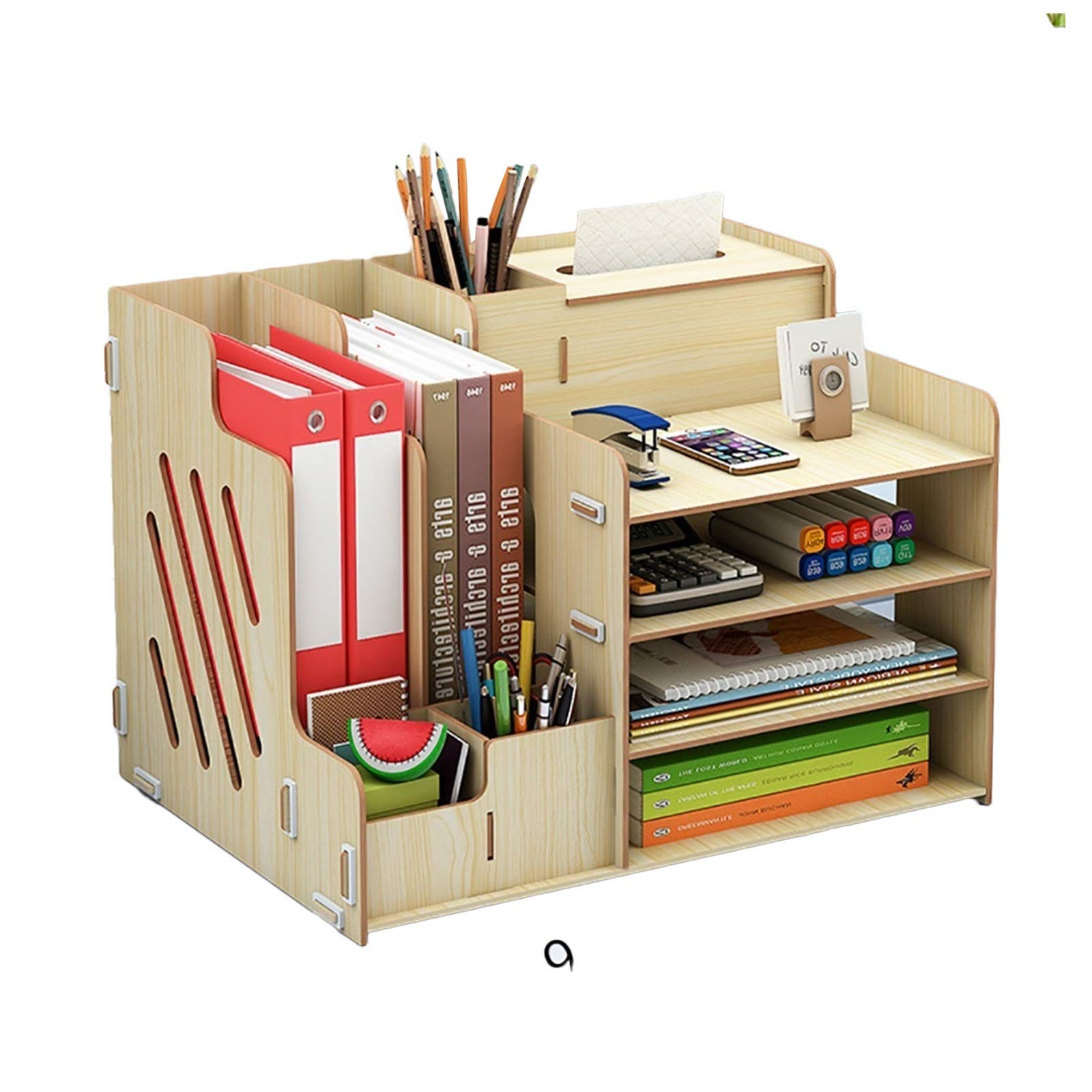 FPigSHS Wooden Desktop Storage Organizer - Multi-Layer Bookshelf, File Shelf, Book Stand for Office & Home - Perfect for Organizing Documents, Books & Office Supplies (Color: A)